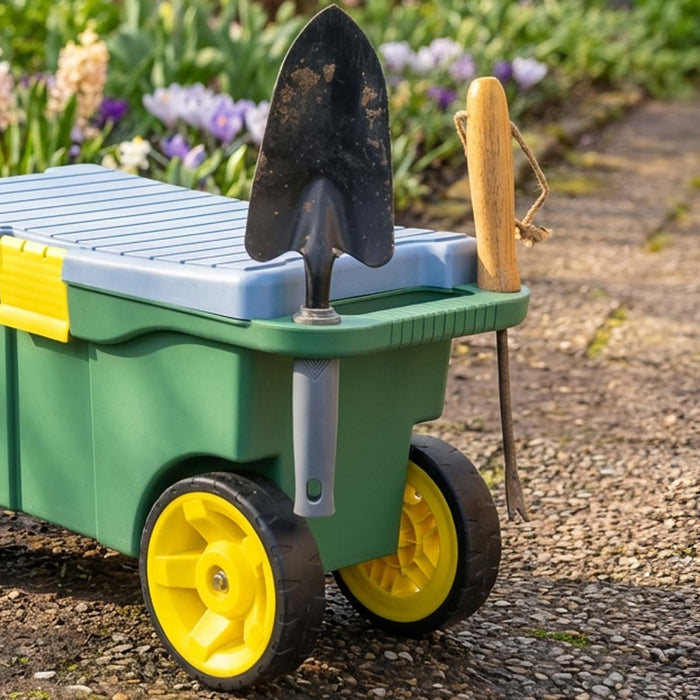 HMF 2-in-1 Gartenwagen mit Sitz und Stauraum, GWS-55CM-06