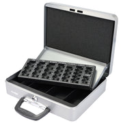 Geldkassette mit Tragegriff von HMF mit 30 cm Breite in Silber
