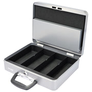 Geldkassette mit Tragegriff von HMF mit 30 cm Breite in Silber