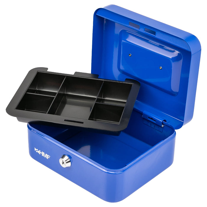 Geldkassette mit Münzeinsatz von HMF mit 20 cm Breite in Blau