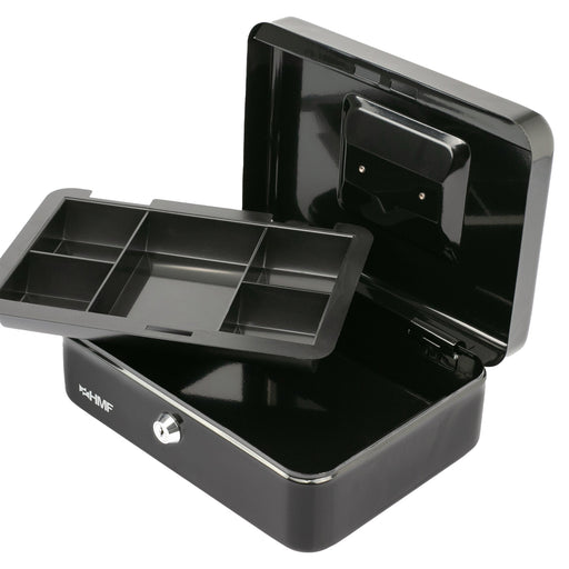 Geldkassette mit Münzeinsatz von HMF mit 25 cm Breite in Schwarz