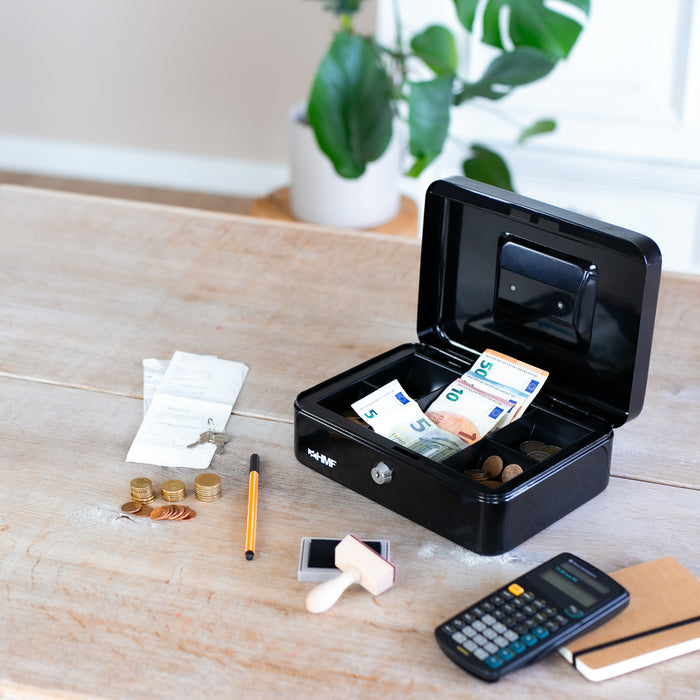 Geldkassette Münzeinsatz HMF 10125 25 x 18 x 9 cm Schwarz