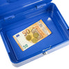 Geldkassette mit Münzeinsatz von HMF mit 25 cm Breite in Blau