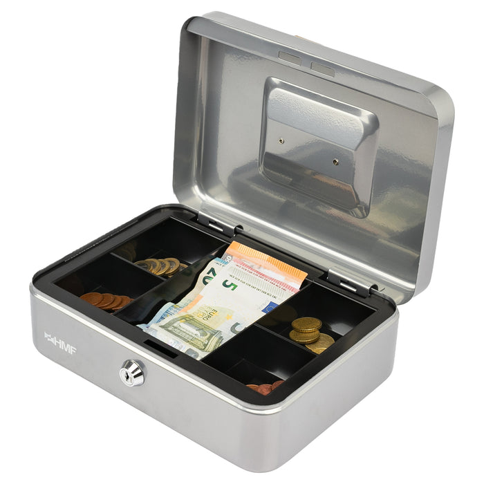 Geldkassette Münzeinsatz HMF 10125 25 x 18 x 9 cm Silber