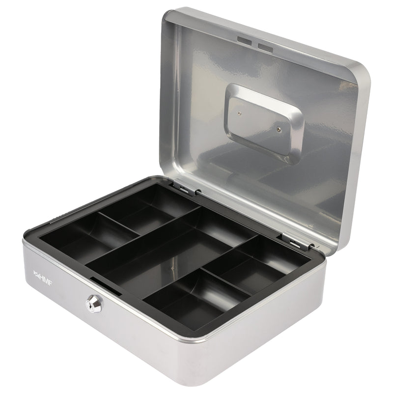 Geldkassette Münzeinsatz HMF 10130 30 x 24 x 9 cm Silber