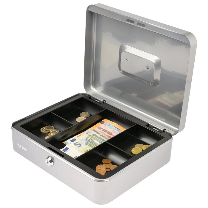 Geldkassette Münzeinsatz HMF 10130 30 x 24 x 9 cm Silber