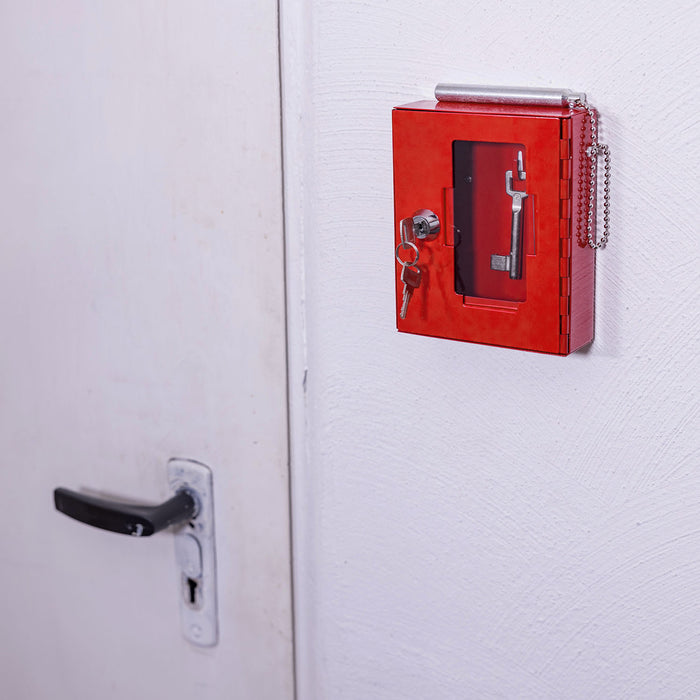 Notschlüsselkasten mit einem Glasbruchhammer von HMF in Rot