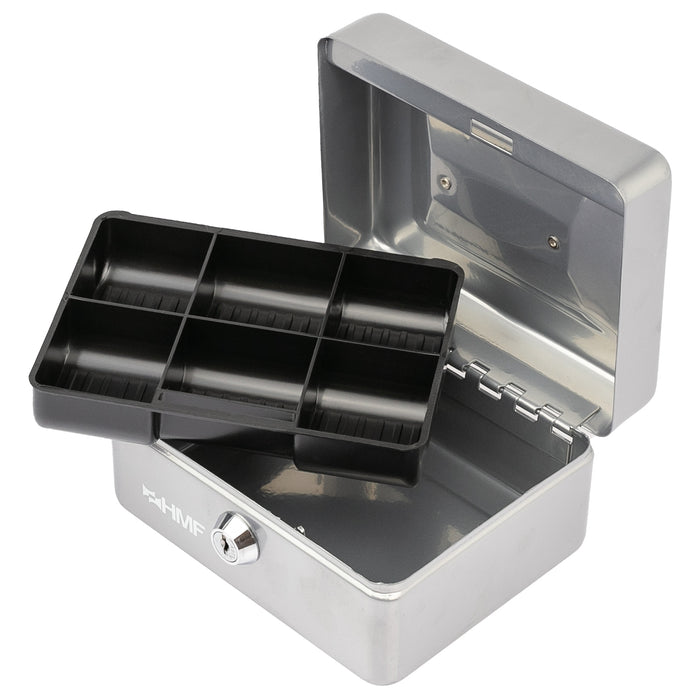 Geldkassette Münzeinsatz HMF 10215 15 x 12 x 8 cm Silber