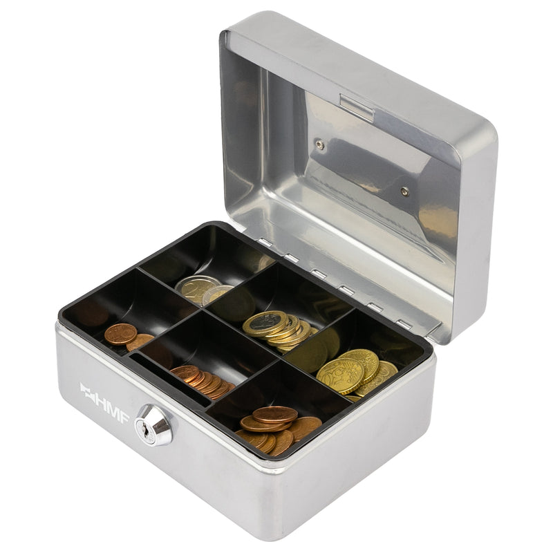 Geldkassette Münzeinsatz HMF 10215 15 x 12 x 8 cm Silber
