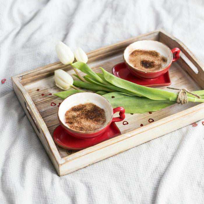 Deko Tablett aus Holz im Vintage-Design, 3er Set, HMF VTA101, verschiedene Größen