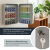 HMF Schlüsselkasten klein aus Stahl, abschließbarer Schlüsselschrank, 30 Schlüsselhaken, Lichtgrau