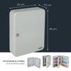HMF Schlüsselkasten groß aus Stahl, abschließbarer Schlüsselschrank, 40 Schlüsselhaken, Lichtgrau