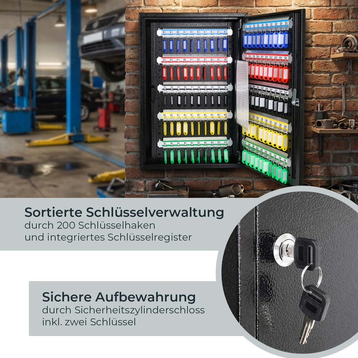 Schlüsselschrank mit 200 Haken von HMF in schwarz