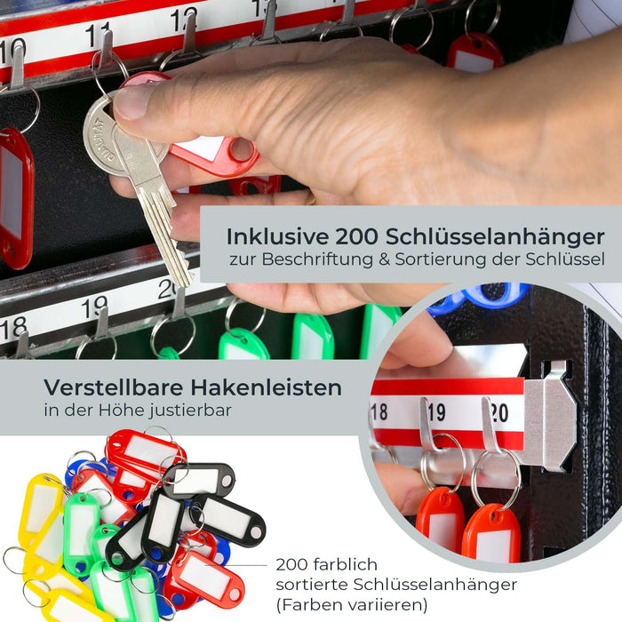 Schlüsselschrank mit 200 Haken von HMF in schwarz