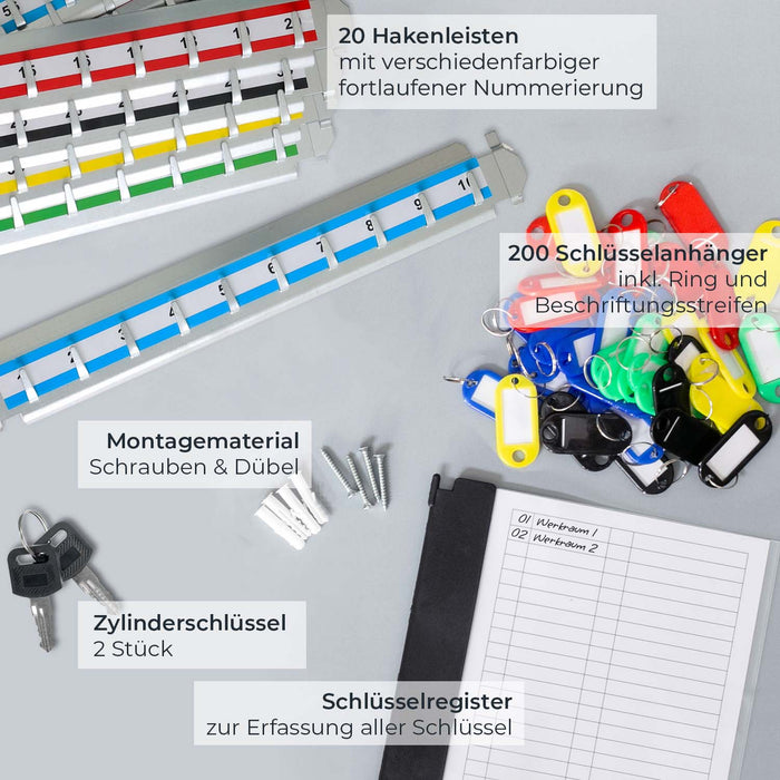 Schlüsselschrank mit 200 Haken von HMF in schwarz