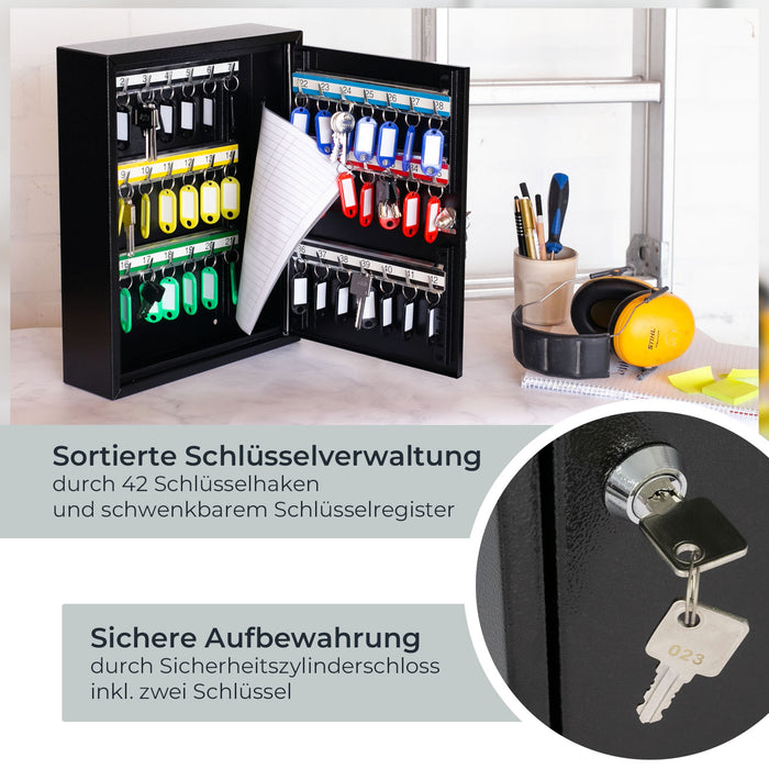 wo schlüssel aufbewahren Schlüsselschrank 100 Haken 55 cm schwarz