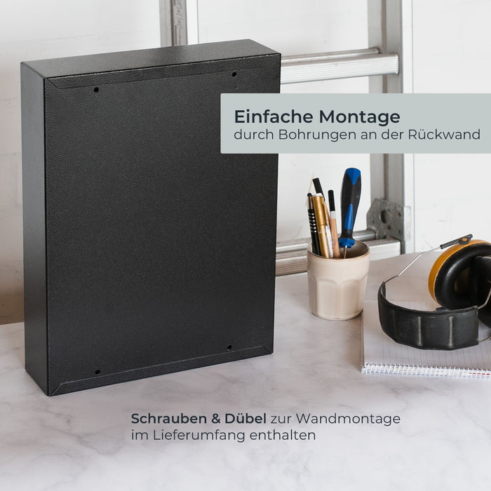 HMF 13542-02 Schlüsselschrank 42 Haken Schwarz Montage