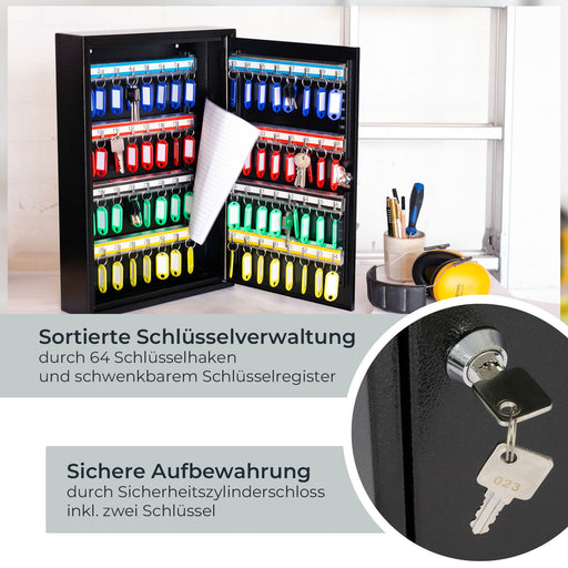 Schlüsselschrank mit 64 Haken von HMF in Schwarz