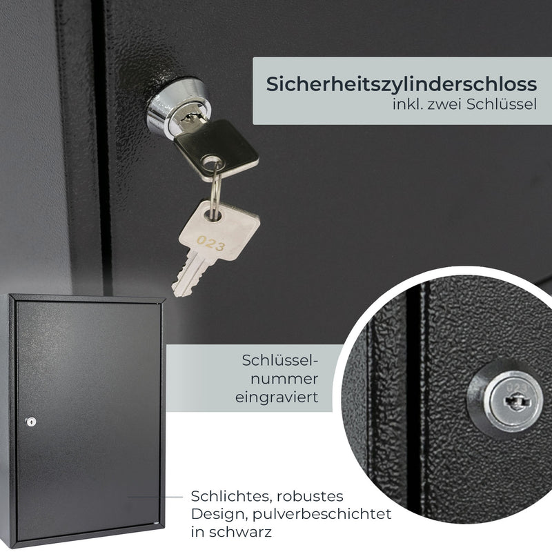 HMF 13564-07 Schlüsselschrank 64 Haken Schwarz Pulverbeschichtung
