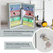 HMF 13564-07 Schlüsselschrank 64 Haken Lichtgrau Schlüsselverwaltung