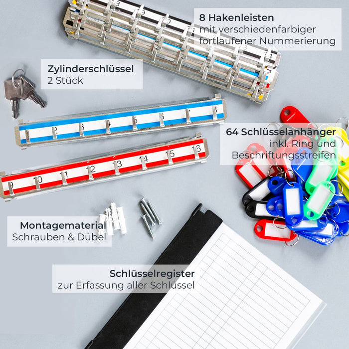 Schlüsselschrank mit 64 Haken von HMF in Lichtgrau