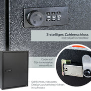 Schlüsselschrank 42 Haken Zahlenschloss HMF 13642-02 Schwarz