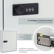 Schlüsselschrank 42 Haken Zahlenschloss HMF 13642-07 Lichtgrau