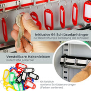 Schlüsselschrank 64 Haken Zahlenschloss HMF 13664-07 Lichtgrau