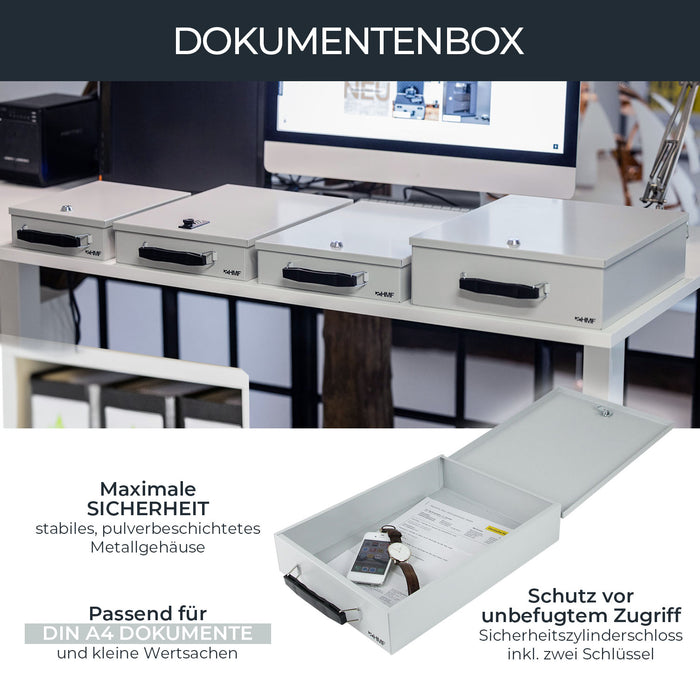 Dokumentenkassette in DIN A4 von HMF in Lichtgrau