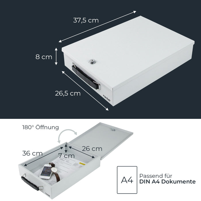 Dokumentenkassette in DIN A4 von HMF in Lichtgrau