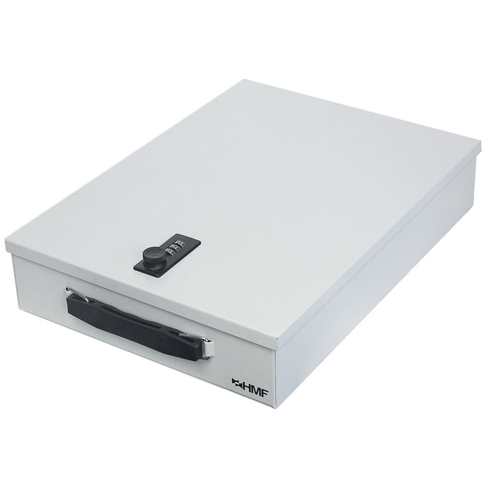 Dokumentenkassette mit Zahlenschloss in DIN A4 von HMF in Lichtgrau