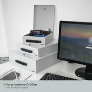 Dokumentenkassette mit Zahlenschloss in DIN A4 von HMF in Lichtgrau