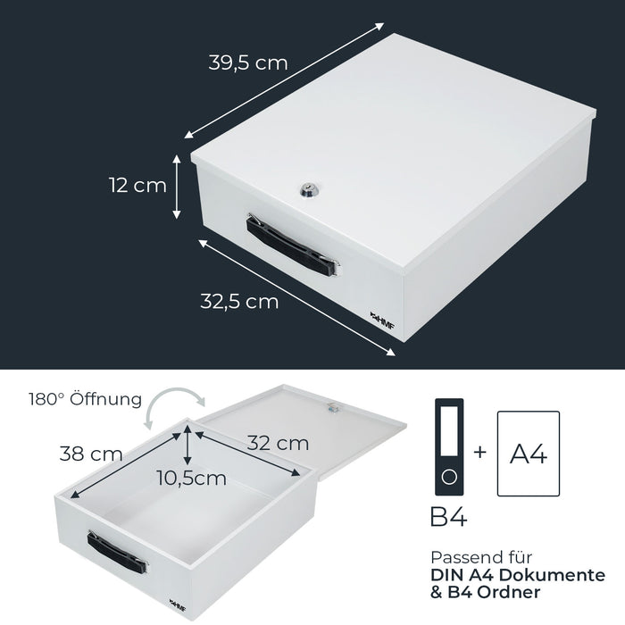 Dokumentenkassette XL in DIN A4 für Ordner im B4 Format von HMF in Lichtgrau