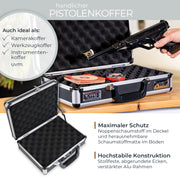 Alu Pistolenkoffer oder Kurzwaffenkoffer mit Zahlenschloss von HMF mit den Maßen 31 x 26 x 11 cm