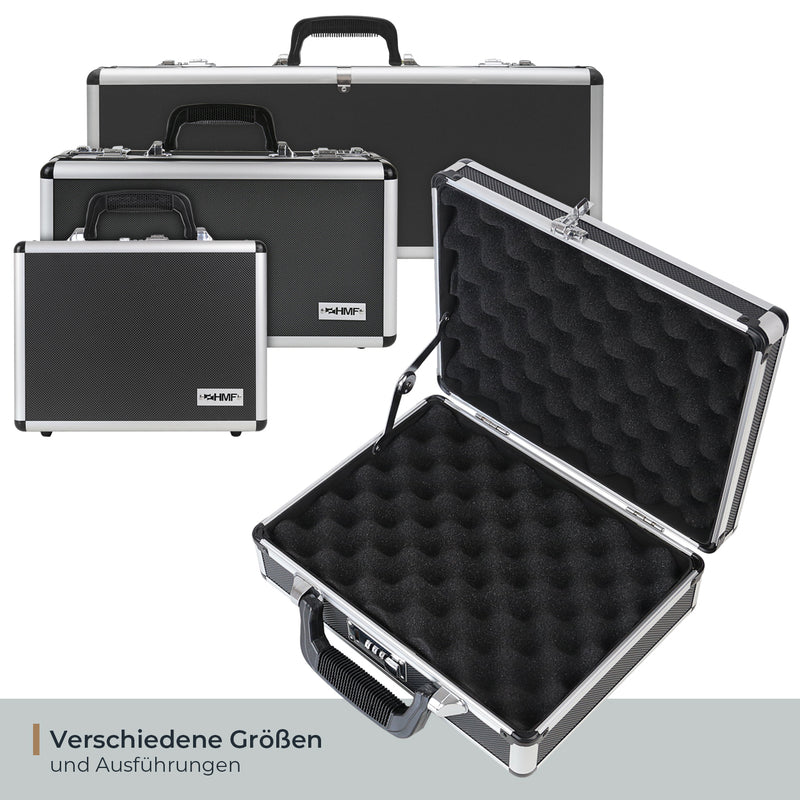 Alu Pistolenkoffer oder Kurzwaffenkoffer mit Zahlenschloss von HMF mit den Maßen 31 x 26 x 11 cm