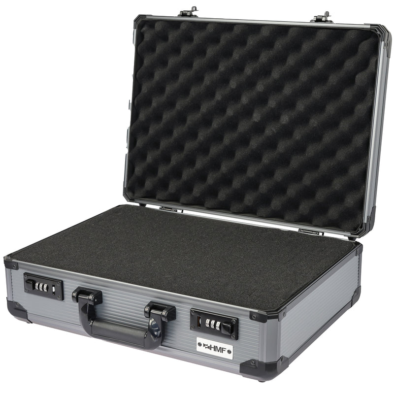 Alu Fotokoffer oder Waffenkoffer mit Rasterschaumstoff von HMF mit den Maßen 46 x 15 x 33 cm