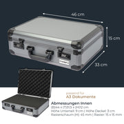 Alu Fotokoffer oder Waffenkoffer mit Rasterschaumstoff von HMF mit den Maßen 46 x 15 x 33 cm