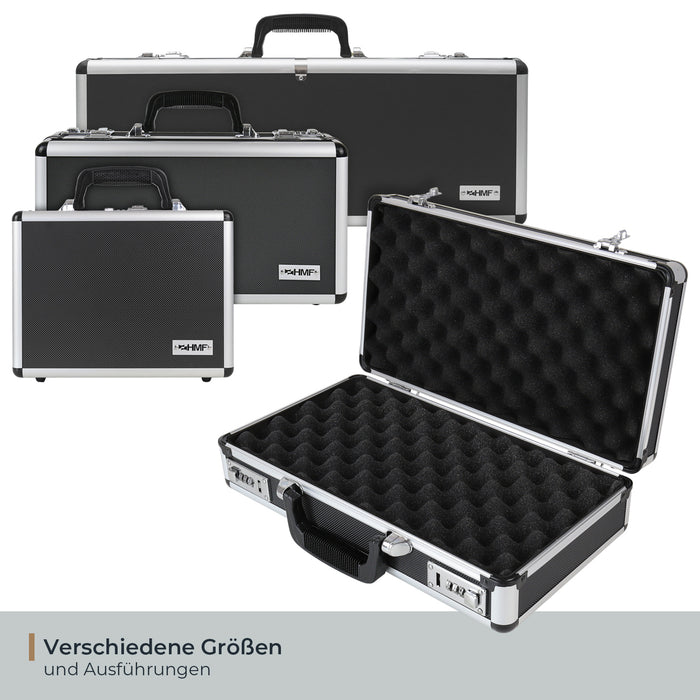Alu Pistolenkoffer oder Kurzwaffenkoffer mit Zahlenschloss von HMF mit den Maßen 42 x 26 x 12 cm