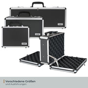 Alu Pistolenkoffer oder Kurzwaffenkoffer mit Zahlenschloss und doppeltem Boden von HMF mit den Maßen 31 x 26 x 15 cm
