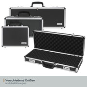 Alu Pistolenkoffer oder Kurzwaffenkoffer mit Zahlenschloss von HMF mit den Maßen 62 x 26 x 12 cm