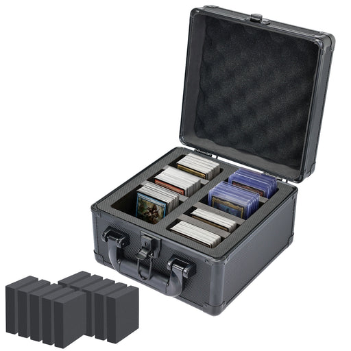 HMF Sammelkarten Aufbewahrungsbox mit 2 Fächern und 10 Trennwänden für Toploader klein in Schwarz