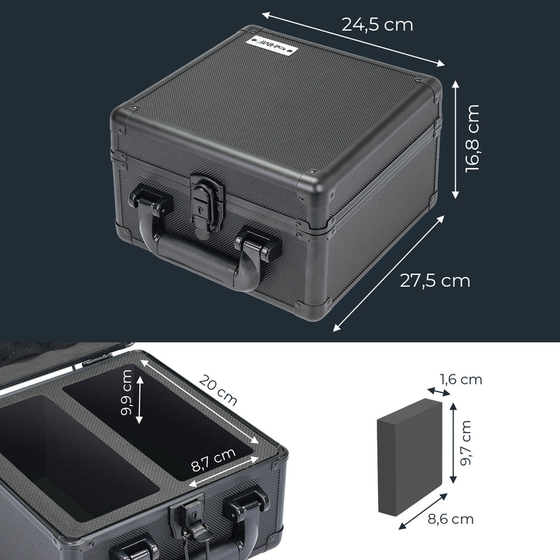 HMF Sammelkarten Aufbewahrungsbox mit 2 Fächern und 10 Trennwänden für Toploader klein in Schwarz