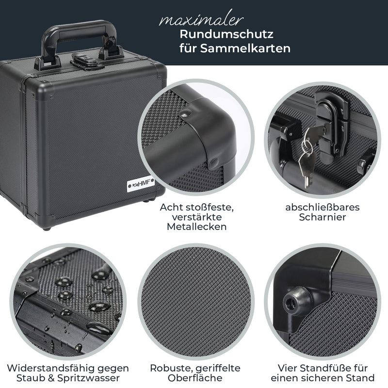 HMF Sammelkarten Aufbewahrungsbox mit 2 Fächern und 10 Trennwänden für Toploader klein in Schwarz