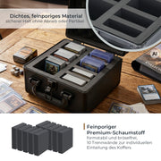 HMF Sammelkarten Aufbewahrungsbox mit 2 Fächern und 10 Trennwänden für Toploader klein in Schwarz