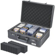 HMF Sammelkarten Aufbewahrungsbox mit 4 Fächern und 20 Trennwänden für Toploader in groß in Schwarz