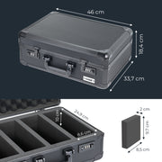 HMF Sammelkarten Aufbewahrungsbox mit 4 Fächern und 20 Trennwänden für Toploader in groß in Schwarz