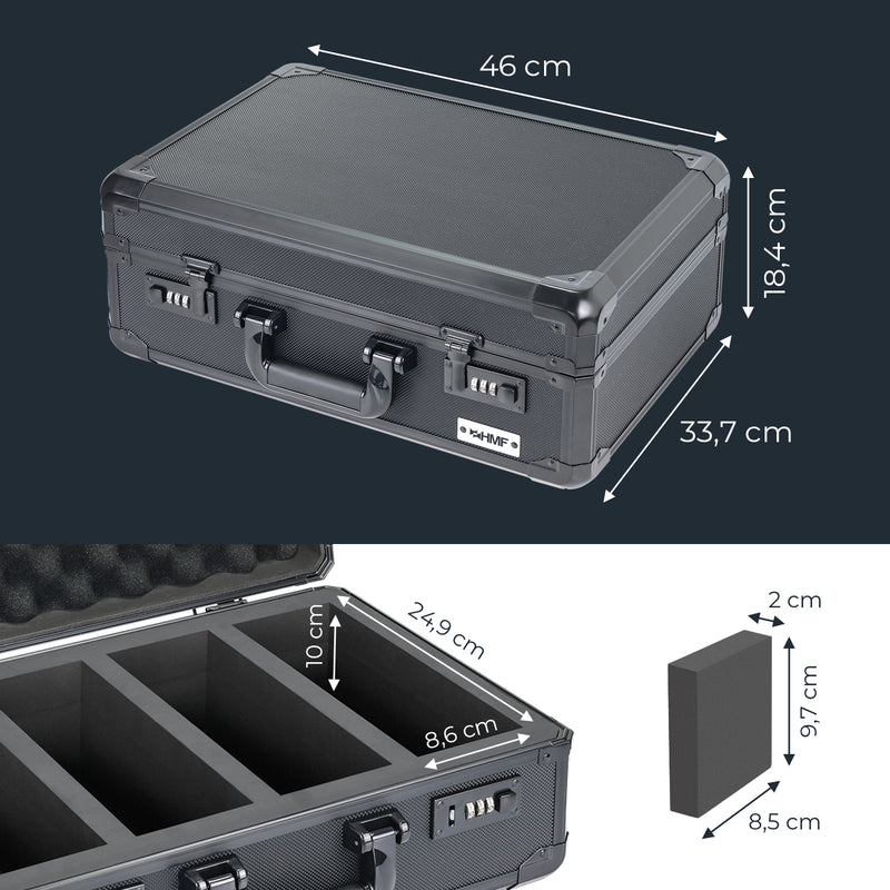 HMF Sammelkarten Aufbewahrungsbox mit 4 Fächern und 20 Trennwänden für Toploader in groß in Schwarz