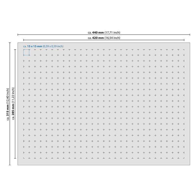 Rasterschaumstoff von HMF mit den Maßen 440 x 315 mm und 45 mm Höhe