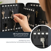 Schlüsselkasten mit 48 Haken von HMF in Schwarz