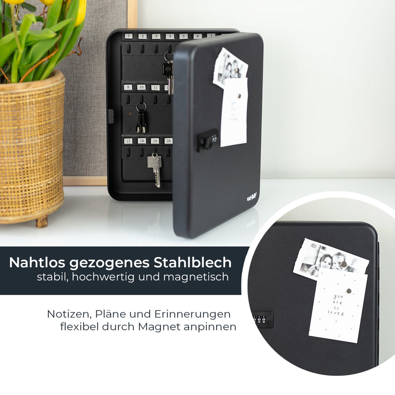 Schlüsselkasten mit 48 Haken von HMF in Schwarz